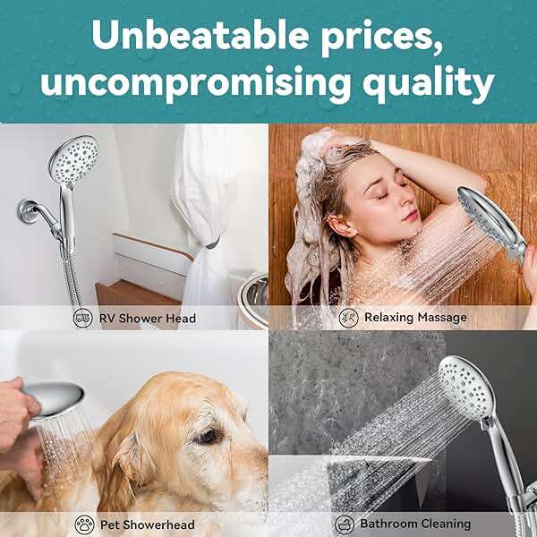 High Pressure Shower Head with Handheld, JDO 6 Spray Settings Handheld Showerhead, 4.3" High Flow Rain Showerhead Set with 59" Stainless Steel Hose and Adjustable Bracket for Bathroom, Gym, Hotel - Image 4