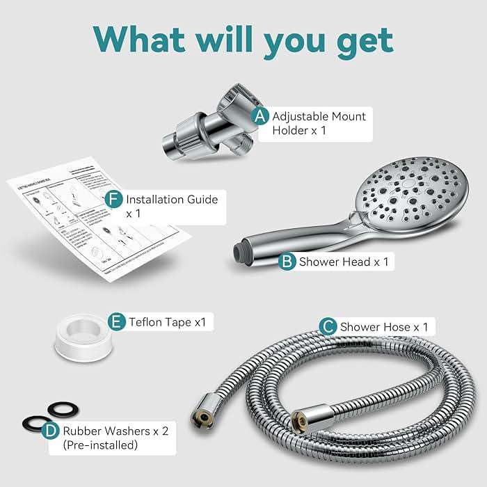 High Pressure Shower Head with Handheld, JDO 6 Spray Settings Handheld Showerhead, 4.3" High Flow Rain Showerhead Set with 59" Stainless Steel Hose and Adjustable Bracket for Bathroom, Gym, Hotel - Image 6