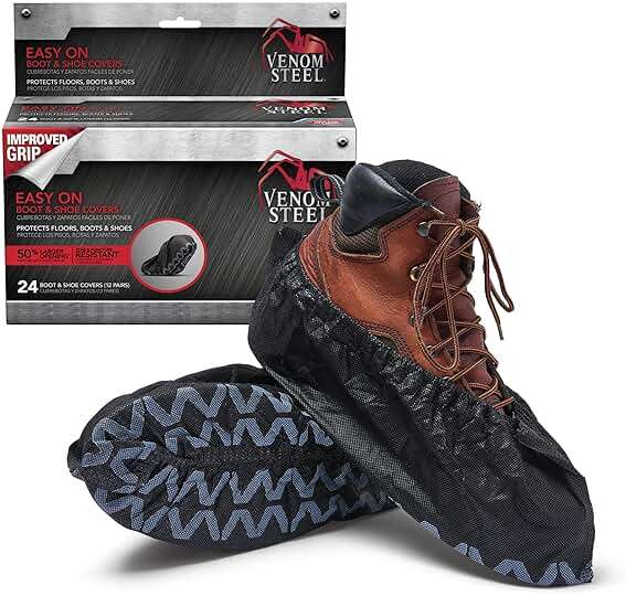 Venom Steel Boot and Shoe Covers, Tough, Easy On, Fits Over Boots, Improved Grip, Value Pack, 12 Pairs Per Box - Image 1