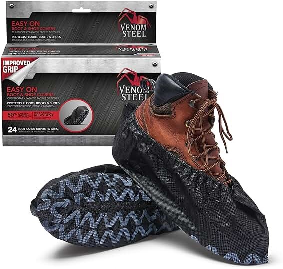 Venom Steel Boot and Shoe Covers, Tough, Easy On, Fits Over Boots, Improved Grip, Value Pack, 12 Pairs Per Box - Product Image