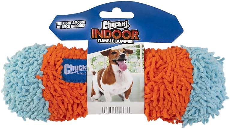 Chuckit! Indoor Fetch Tumble Bumper Dog Toy (8.5 Inch), Orange and Blue - Image 1