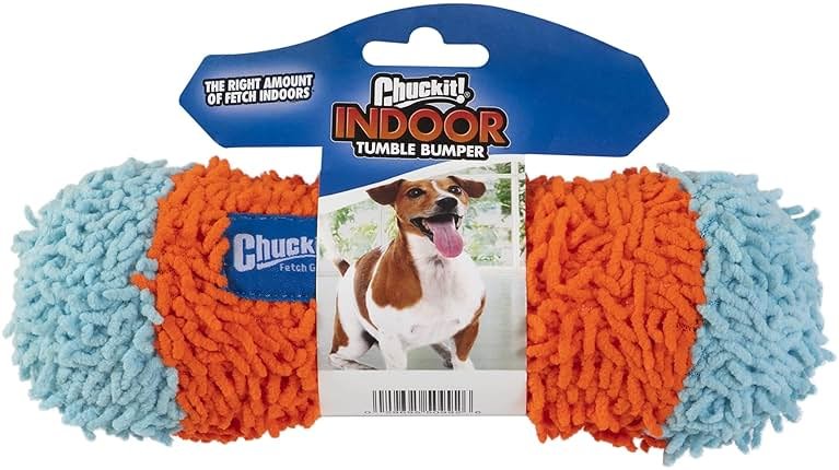 Chuckit! Indoor Fetch Tumble Bumper Dog Toy (8.5 Inch), Orange and Blue - Product Image