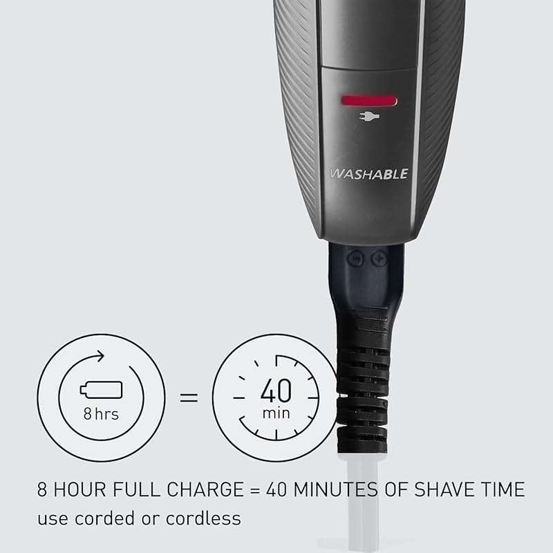 Panasonic Performance Hair Clippers with 2 Attachments and Adjustable Length Settings, Corded or Cordless Trimmer for Hair and Beard - ER-GC63-H (Silver) - Image 8
