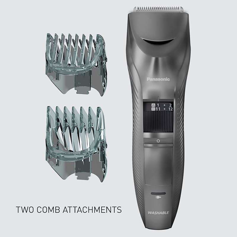 Panasonic Performance Hair Clippers with 2 Attachments and Adjustable Length Settings, Corded or Cordless Trimmer for Hair and Beard - ER-GC63-H (Silver) - Image 9