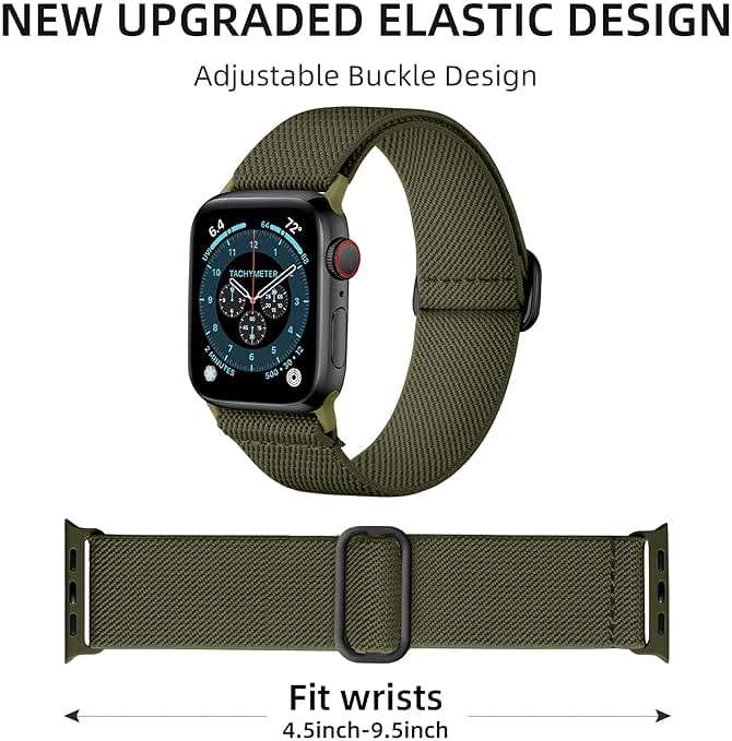 DaQin 3 Pack Stretchy Solo Loop Compatible with Apple Watch Bands for Men 49mm 46mm 45mm 44mm 42mm, Soft Nylon Braided Elastic Strap for iWatch Band Series 11 10 9 8 7 6 5 4 3 SE Ultra 3 Ultra 2 Ultra - Image 2