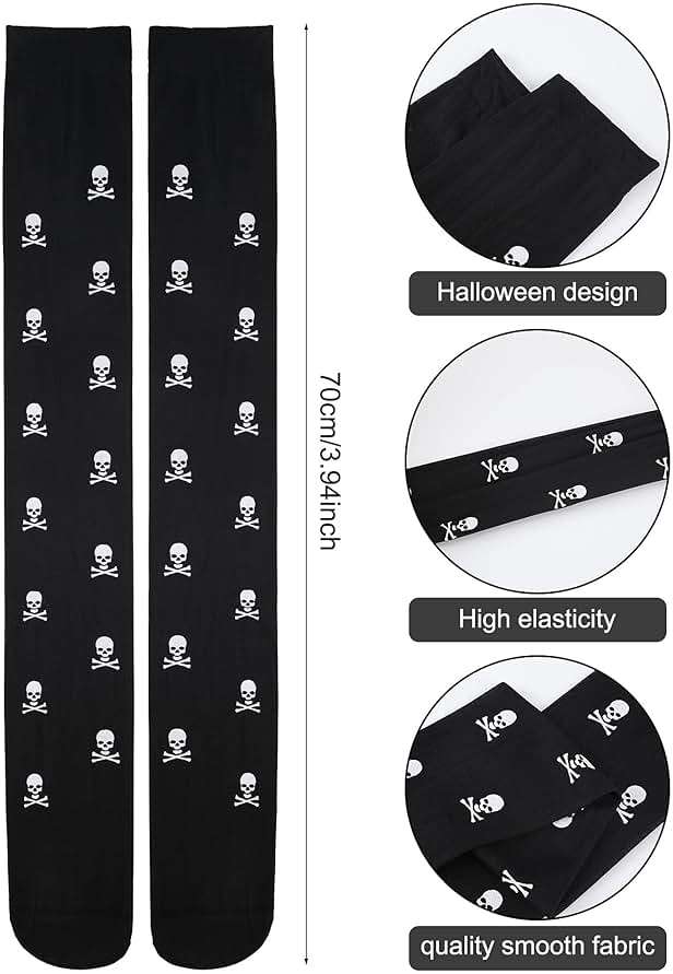 Boao 4 Pairs Halloween Thigh High Long Stockings Over Knee Stockings Cosplay Festival Socks - Image 3