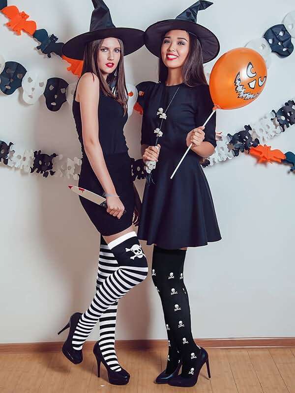 Boao 4 Pairs Halloween Thigh High Long Stockings Over Knee Stockings Cosplay Festival Socks - Image 5