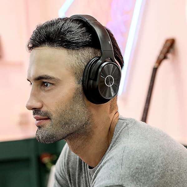 ZIHNIC Active Noise Cancelling Headphones, 40H Playtime Wireless Bluetooth Headset with Deep Bass Hi-Fi Stereo Sound,Comfortable Earpads for Travel/Home/Office (Black) - Image 2