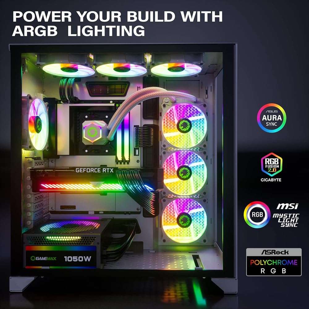 GAMEMAX 1050W ATX 3.0 & PCIE 5.0 Power Supply, 80+ Gold Certified, Addressable RGB Sync, Fully Modular ATX Gaming Power Supply, RGB-1050 - Image 3