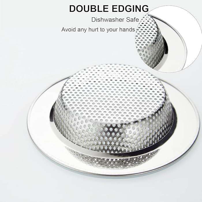 Kitchen Sink Strainer Stainless Steel, LASSHSWA Kitchen Sink Drain Strainer, Sink Strainers for Kitchen Sinks with Large Wide Rim 4.5" Diameter (2 Pack) - Image 3