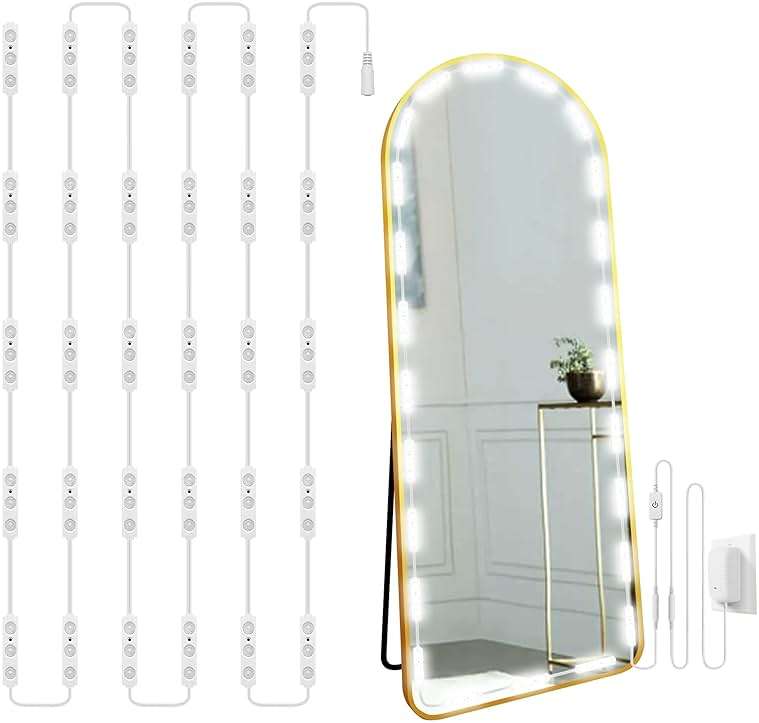 LPHUMEX Hollywood Glam Led Vanity Lights Kit, 14ft Dimmable Mirror Lights, Full Body & Bathroom Lighting, Plug in Floor Light with Power Supply (Mirror not Inlcuded) - Image 1