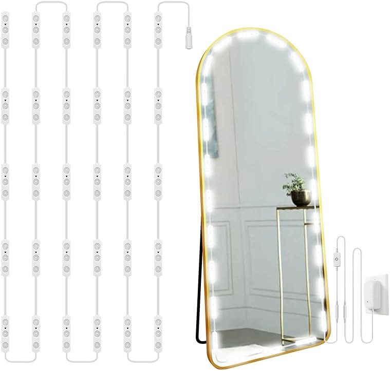LPHUMEX Hollywood Glam Led Vanity Lights Kit, 14ft Dimmable Mirror Lights, Full Body & Bathroom Lighting, Plug in Floor Light with Power Supply (Mirror not Inlcuded) - Product Image