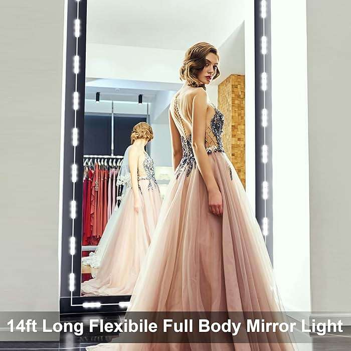 LPHUMEX Hollywood Glam Led Vanity Lights Kit, 14ft Dimmable Mirror Lights, Full Body & Bathroom Lighting, Plug in Floor Light with Power Supply (Mirror not Inlcuded) - Image 3
