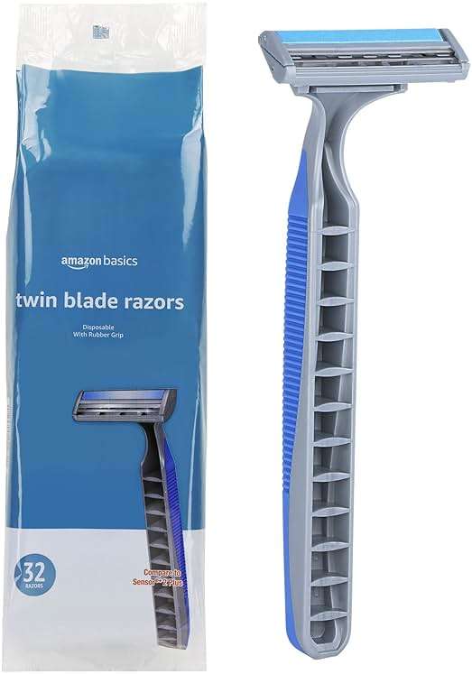 Amazon Basics Twin Blade Pivoting Disposable Razors with Rubber Grip for Great Grip When Wet, Travel-Friendly, 32 Count, 1-Pack (Previously Solimo) - Image 7