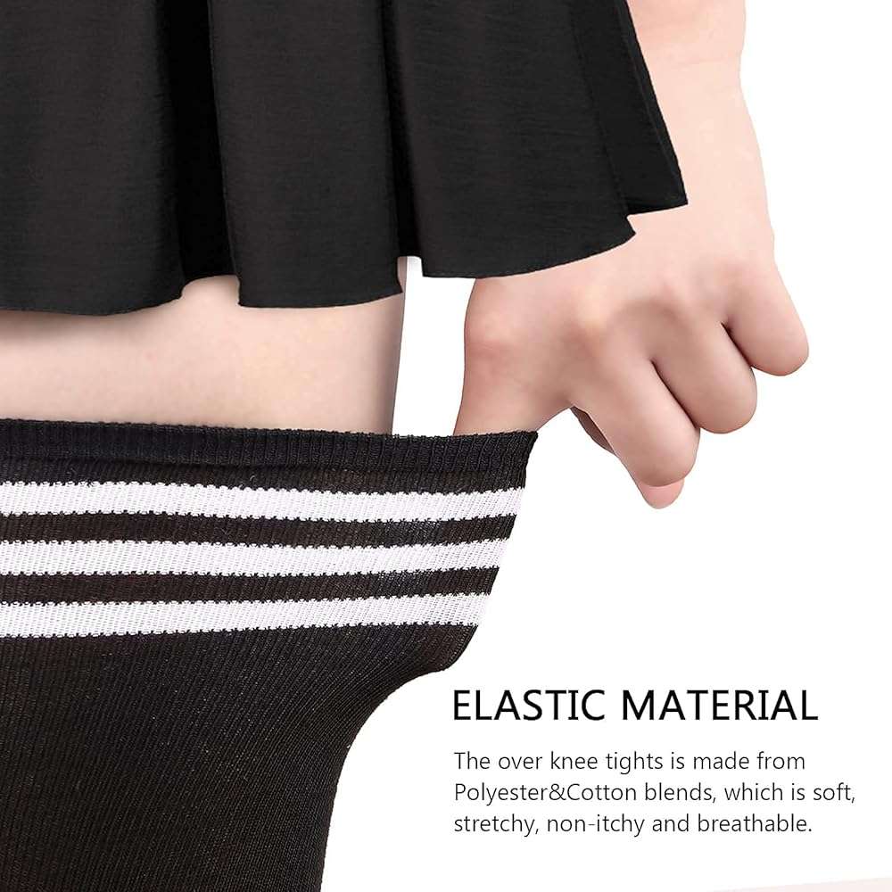 DRESHOW Extra Long High Thigh Socks Striped Over Knee Thin Tights Long Stocking - Image 4