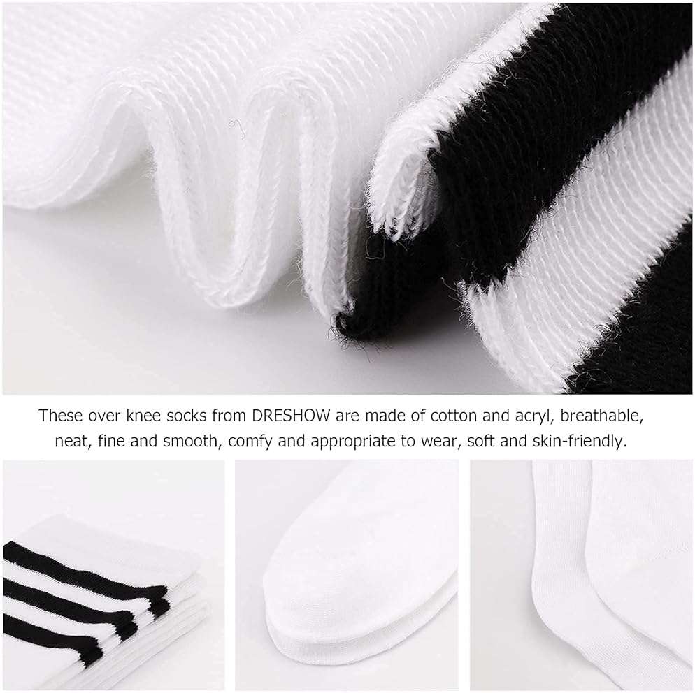DRESHOW Extra Long High Thigh Socks Striped Over Knee Thin Tights Long Stocking - Image 8