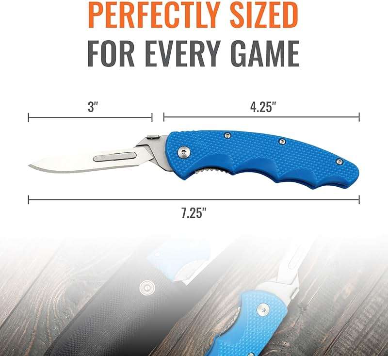 Wiebe Arctic Fox Skinning Knife - Replaceable Blade Hunting Knife with 24 "Wicked Sharp Blades, Ergonomic Non-Slip Polymer Handle & Nylon Sheath – Precision Skinning for Fox, Mink, Muskrat & Caping - Image 3