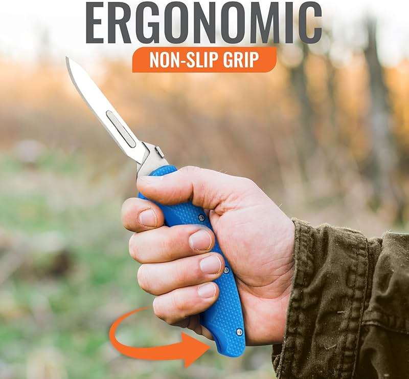 Wiebe Arctic Fox Skinning Knife - Replaceable Blade Hunting Knife with 24 "Wicked Sharp Blades, Ergonomic Non-Slip Polymer Handle & Nylon Sheath – Precision Skinning for Fox, Mink, Muskrat & Caping - Image 6