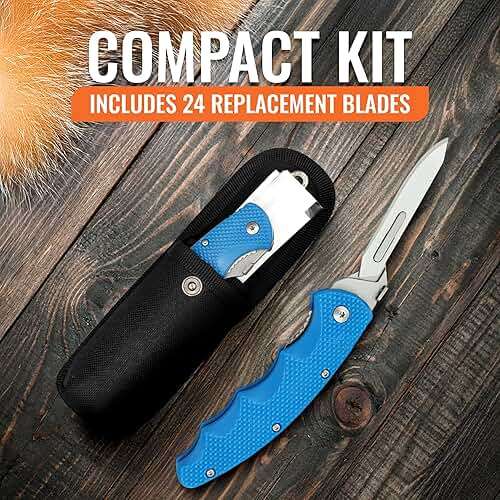 Wiebe Arctic Fox Skinning Knife - Replaceable Blade Hunting Knife with 24 "Wicked Sharp Blades, Ergonomic Non-Slip Polymer Handle & Nylon Sheath – Precision Skinning for Fox, Mink, Muskrat & Caping - Image 7
