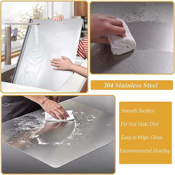 31.5”x 19.7” Stainless Steel Chopping Board with Lip, Large Steel Cutting Board with Rolling Pin, Metal Noodle Board Pastry Board Kneading Dough Board Stove Top Cutting Board for Kitchen - Image 3