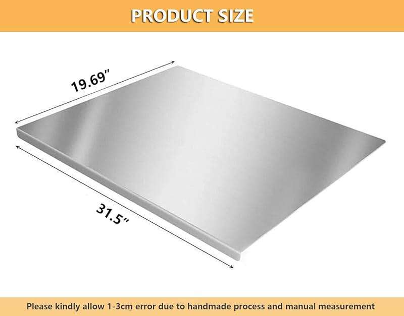 31.5”x 19.7” Stainless Steel Chopping Board with Lip, Large Steel Cutting Board with Rolling Pin, Metal Noodle Board Pastry Board Kneading Dough Board Stove Top Cutting Board for Kitchen - Image 6