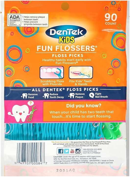 DenTek Fun Flossers – Kids Floss Picks with Wild Fruit Flavor, 90 Count - Image 2