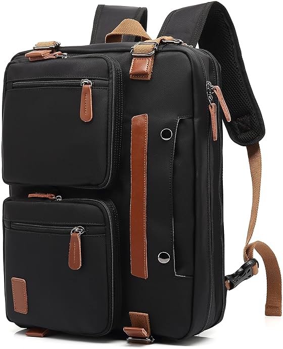 MOLNIA 3 in 1 Laptop Bag for Men, 17.3 Inch Work Bags for Men, Laptop Backpack, Briefcases, Messenger Bag, Computer Bags for Laptops for Men Women, Black - Product Image
