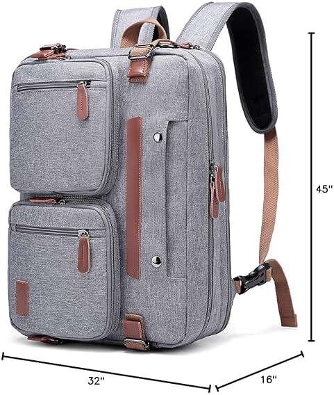 MOLNIA 3 in 1 Laptop Bag for Men, 17.3 Inch Work Bags for Men, Laptop Backpack, Briefcases, Messenger Bag, Computer Bags for Laptops for Men Women, Black - Image 2
