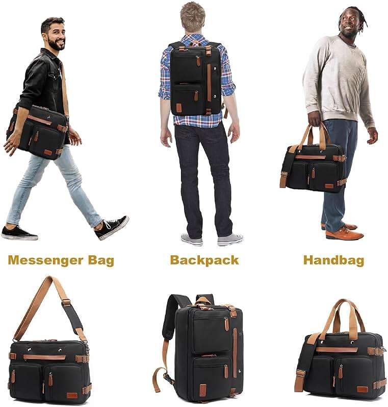 MOLNIA 3 in 1 Laptop Bag for Men, 17.3 Inch Work Bags for Men, Laptop Backpack, Briefcases, Messenger Bag, Computer Bags for Laptops for Men Women, Black - Image 8