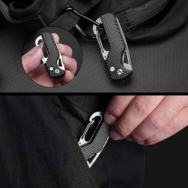 ITOKEY 2 Pack Safety Box Cutter, EDC Seat belt Cutter with 1.1inch Hook Blade, Retractable Package Opener for Wrap, Tape and Strap, Small Keychain Knife, Cool Gadgets for Women Men - Image 6