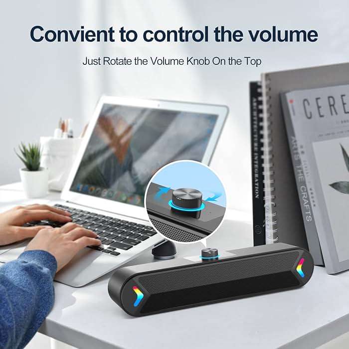 LENRUE Computer Speakers,PC Speakers for Desktop,Wired USB-Powered Sound-bar for Computer with 10W Stereo Sound and Colorful Light,Plug-n-Play (A39PRO /Black) - Image 5