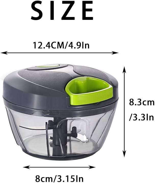 Ourokhome Manual Food Processor Vegetable Chopper, Portable Hand Pull String Garlic Mincer Onion Cutter for Veggies, Ginger, Fruits, Nuts, Herbs, etc., 500ml, Grey - Image 2