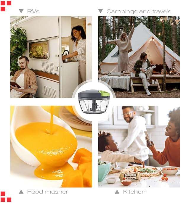 Ourokhome Manual Food Processor Vegetable Chopper, Portable Hand Pull String Garlic Mincer Onion Cutter for Veggies, Ginger, Fruits, Nuts, Herbs, etc., 500ml, Grey - Image 7