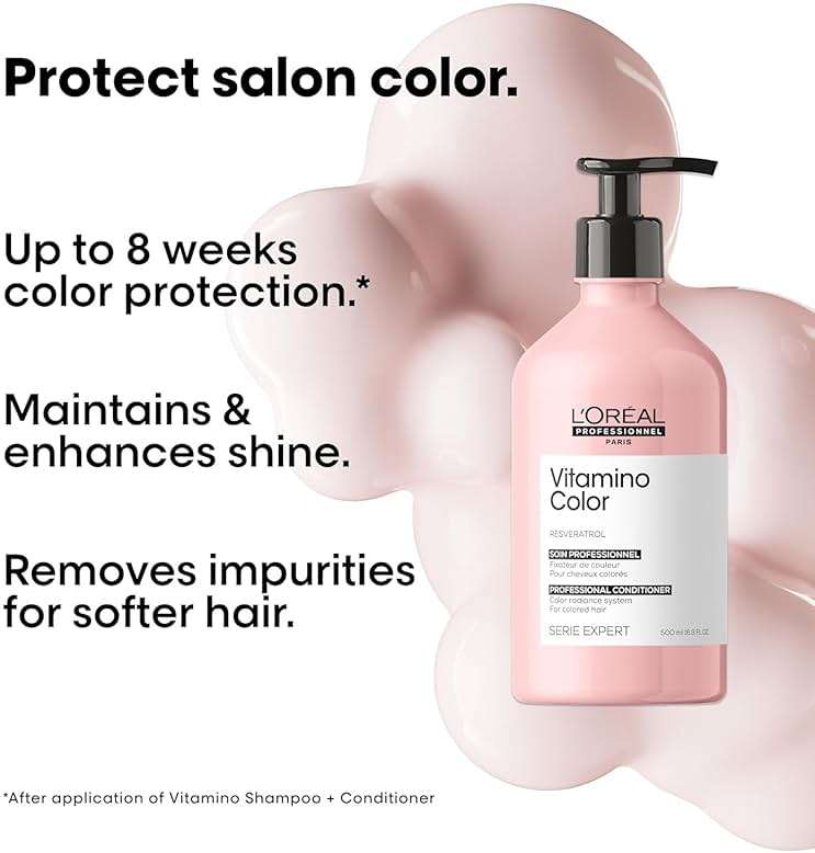L'Oréal Professionnel Paris Vitamino Color Conditioner - Protects & Preserves Hair Color, Ehances Shine & Vibrancy and Moisturizes & Detangles - Image 3