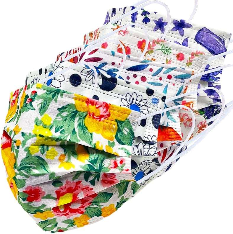 Everydayspecial Disposable Safety Mask 3 Layer Protection Face Mask for Adults 50 pcs (Flower Assorted Print 2) - Image 9