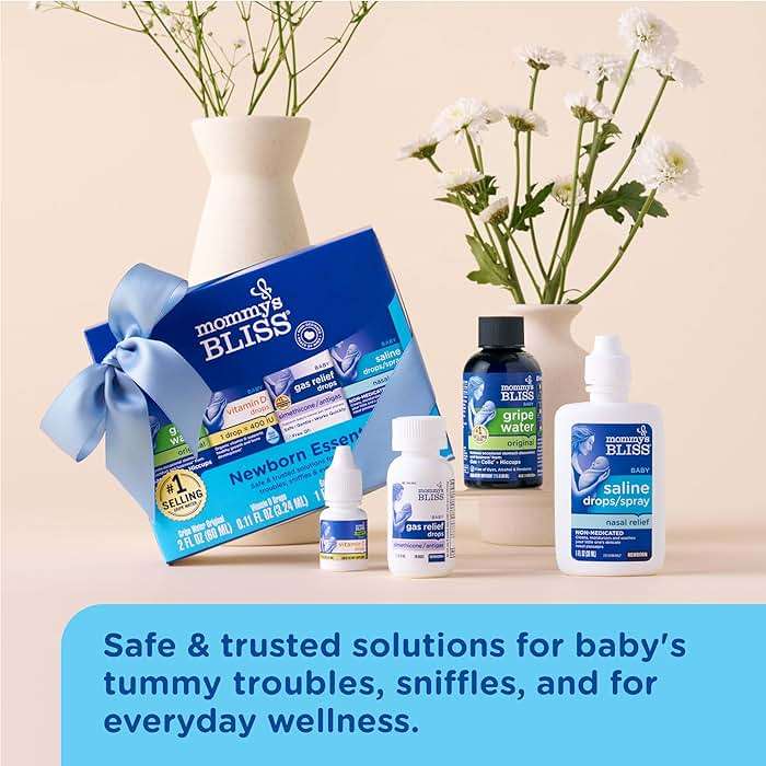 Mommy's Bliss 4-Piece Newborn and Baby Essentials Kit - With Gripe Water, Gas Relief Drops, Vitamin D 400IU, and Saline Drops/Spray - The Perfect Baby Gift. - Image 5