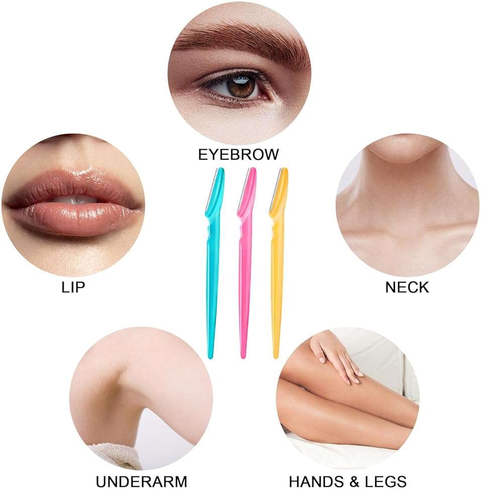 HFATMOS Eyebrow Razor, Face Razors for Women Men Multipurpose Exfoliating Face Shaver Facial Hair Removal Tools Eyebrow Trimmer with Protective Cover 12 Pcs - Image 2