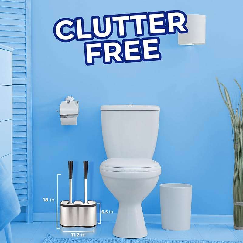 UMIEN Toilet Brush and Plunger Set 18-in - Updated 2025 No-Rust - Stainless Steel Design - Long Handles - with Freestanding Canister - Image 3