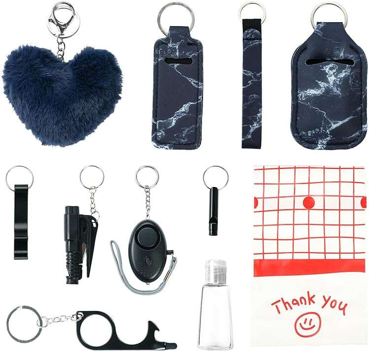Zesirmay 10PCS Accessories Keychain Set for Women with Safety Alarm Key Chain,Whistle and Wristlet KeyChain Set - Image 2