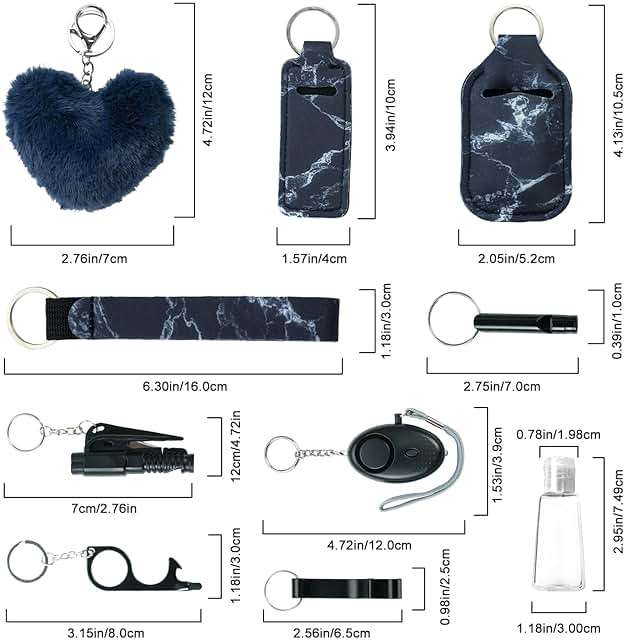 Zesirmay 10PCS Accessories Keychain Set for Women with Safety Alarm Key Chain,Whistle and Wristlet KeyChain Set - Image 3
