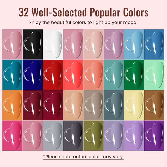 JODSONE Gel Nail Polish Kit with U V Light 32 Colors Gel Polish Nail + 4 Functional Adhesive Bottles Kit Soak Off Manicure Tools Gifts for Women - Image 5