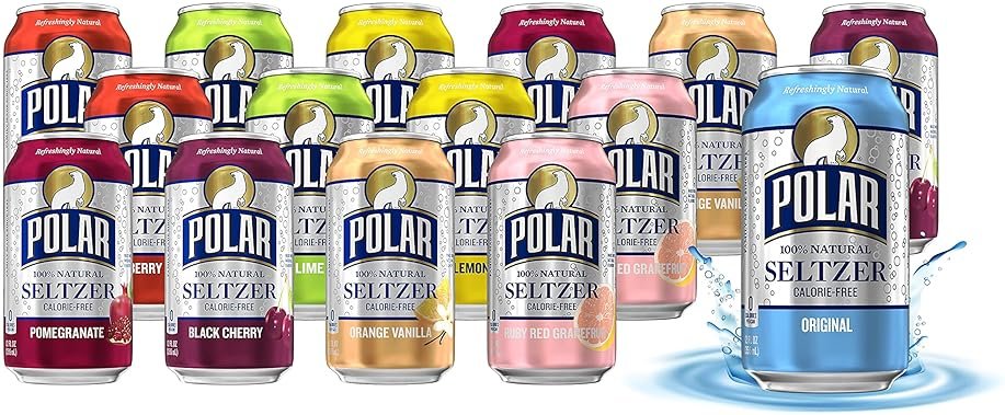 Polar Beverages All Flavor Variety Pack | Carbonated Flavored Sparkling Water, 12 Fl Oz Cans, Natural Flavors | Pack of 15 - Product Image