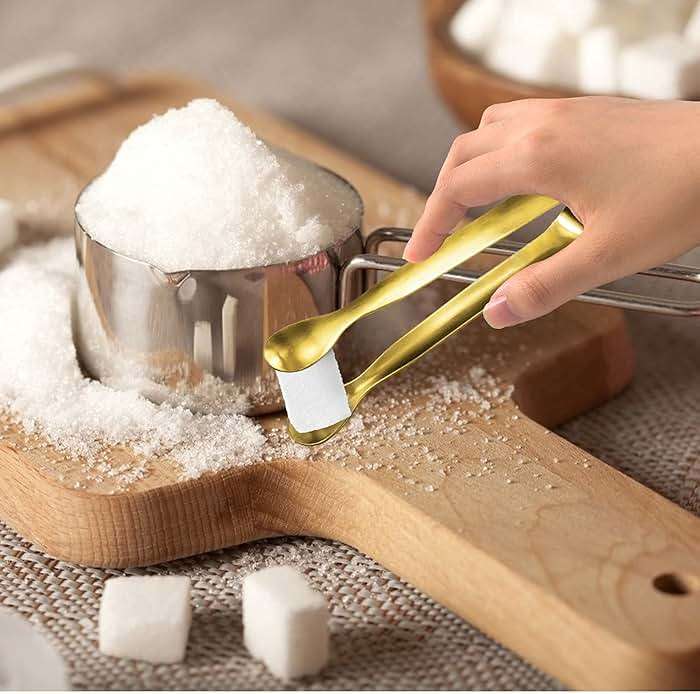 JCREN 12 Pcs Serving Tongs, Small Serving Utensils for Parties Catering Gold Tongs, Food-Grade 304 Stainless Steel Mini Appetizer Tongs for Tea Party Coffee Bar, 4 Inches - Gold - Image 2