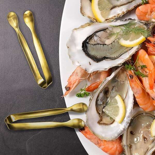 JCREN 12 Pcs Serving Tongs, Small Serving Utensils for Parties Catering Gold Tongs, Food-Grade 304 Stainless Steel Mini Appetizer Tongs for Tea Party Coffee Bar, 4 Inches - Gold - Image 7