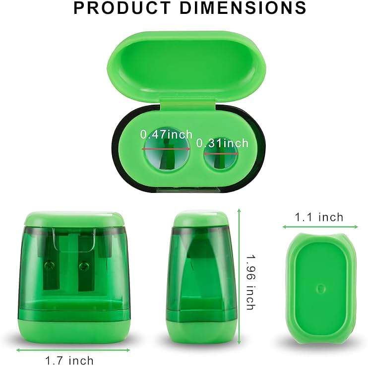 Sonuimy Pencil Sharpeners, 4 Pcs Pencil Sharpeners Manual,Dual Holes Compact Colored Handheld Pencil Sharpener for Kids with Lid Adults Students School Class Home Office (Covered) - Image 3
