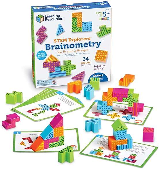 Learning Resources STEM Explorers Brainometry - 3D Puzzle Games for Kids, Kids Travel Games, Brain Teaser Puzzles, Pattern Memory Game, Brain Game Toys, Classroom Toys, 5 Year Old Boy and Girl Gifts - Image 1