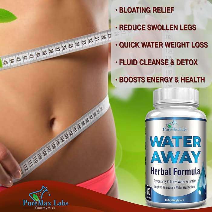 Water Away Gentle Herbal Diuretic - Natural Diuretic Water Pills - Relieve Bloating, Reduce Excess Water Weight with Dandelion Leaf, Green Tea, Detox Cleanse & Urinary Health. Non-GMO, 60 Capsules - Image 3