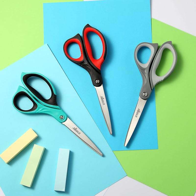 LIVINGO 8.5" Scissors All Purpose, 3 Pack Ultra Sharp Blade Shears, Professional Ergonomic Comfort Grip Scissors for Office School Home Supplies Fabric Sewing DIY Cutting General Use - Image 6