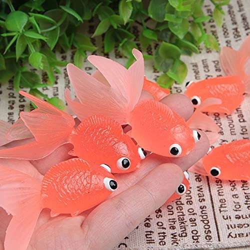 Acxico 10 Plastic Goldfish Small Soft Rubber Floating Gold Fish Toy Orange Craft, (1) - Image 8