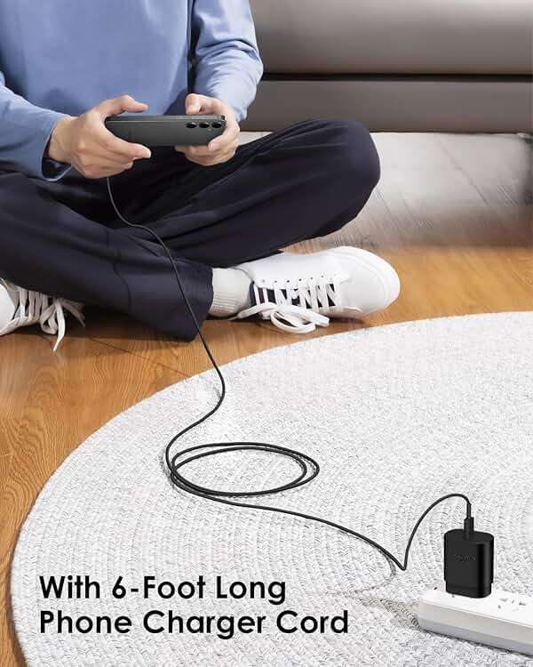 AISNI USB C Charger, 2 Pack 25W Type C Charger Fast Charging with USBC Chargers Cable 6 FT Android Phone Charge for Galaxy S25/ /S24/S23+/S22/S21/S20/Phone 17 16 15 Pro Max 16 15 Plus-Black - Image 6